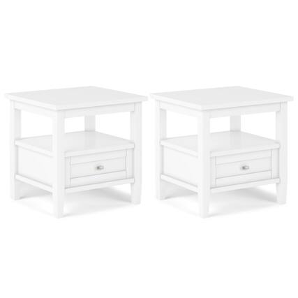 Front. Simpli Home - Warm Shaker 20 inch End Table (Set of 2) - White.