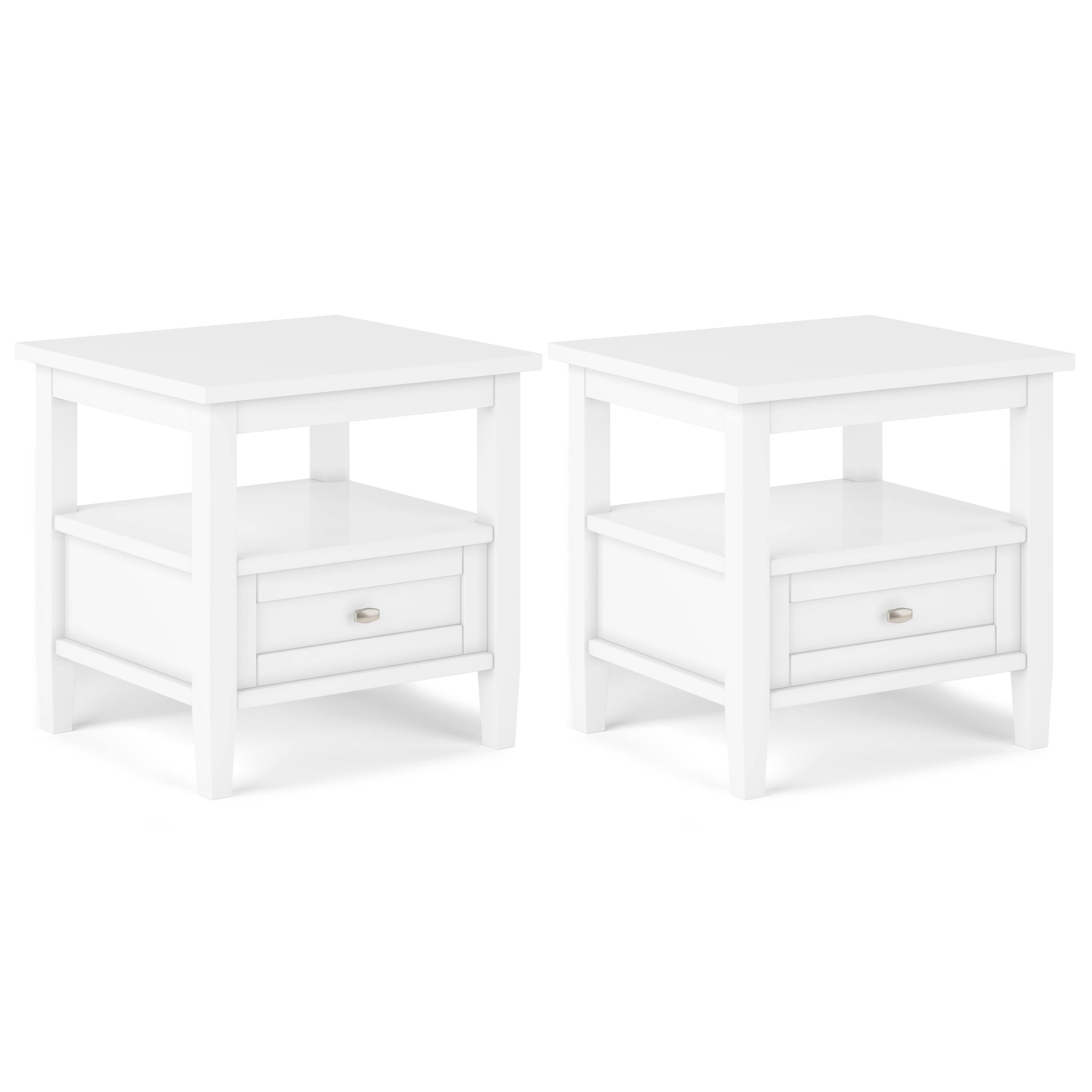 Front. Simpli Home - Warm Shaker 20 inch End Table (Set of 2) - White.