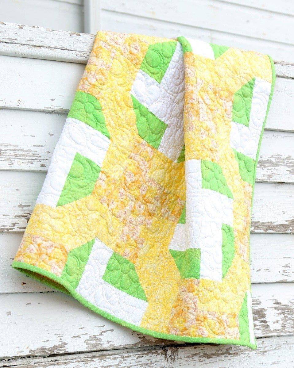 Alt View 2. AccuQuilt - June Tailor Quilt As You Go Pattern London Labyrinth, By The Yard, Natural/Blue Ink - Multi.