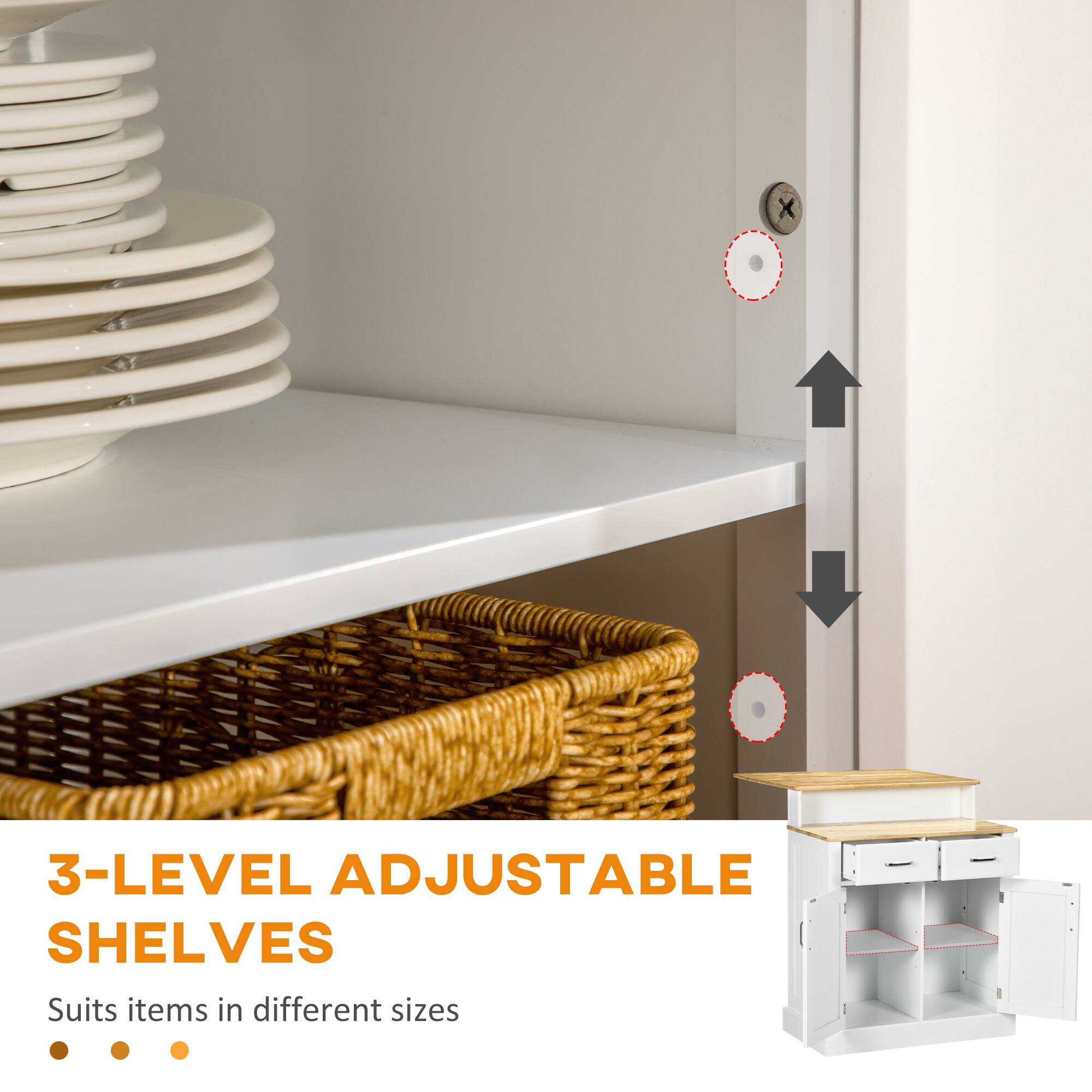 3-LEVEL ADJUSTABLE SHELVES  
Suits items in different sizes