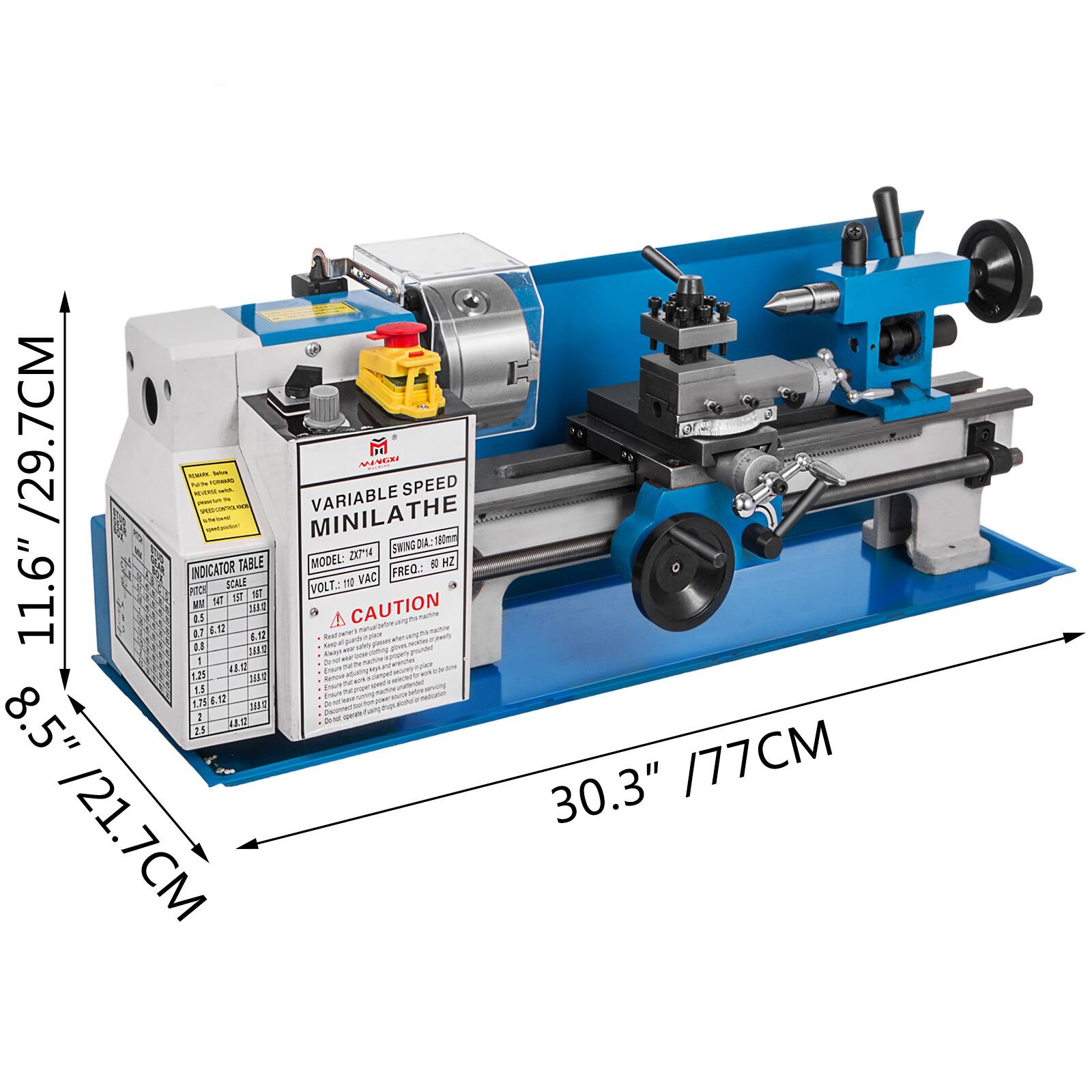 /29.7CM - NT M WE - MINILATHE VARIABLE SPEED - H SPEED Vtor DA M 2EPM SMING INDICATOR TABLE MODEL: FREQ: 50 HZ SDALE 10 VAC 11.6" PT IT VOLT. SE IN M 1 CAUTION I.S A -. - - vEngie 6.2 -. - 0.2 1 - an me - suss whin 1 - i - - THE AU - muntu - 1 NNR ne - ne  4D 5 Frss 1.25 JUE suua M -. -. ..  ce a aving E ~ - 4.t w - B.15 3 -e - - na -oe Puome oe Aues I 0 - 8.5" . 25 /21.7CM 30.3" /77CM