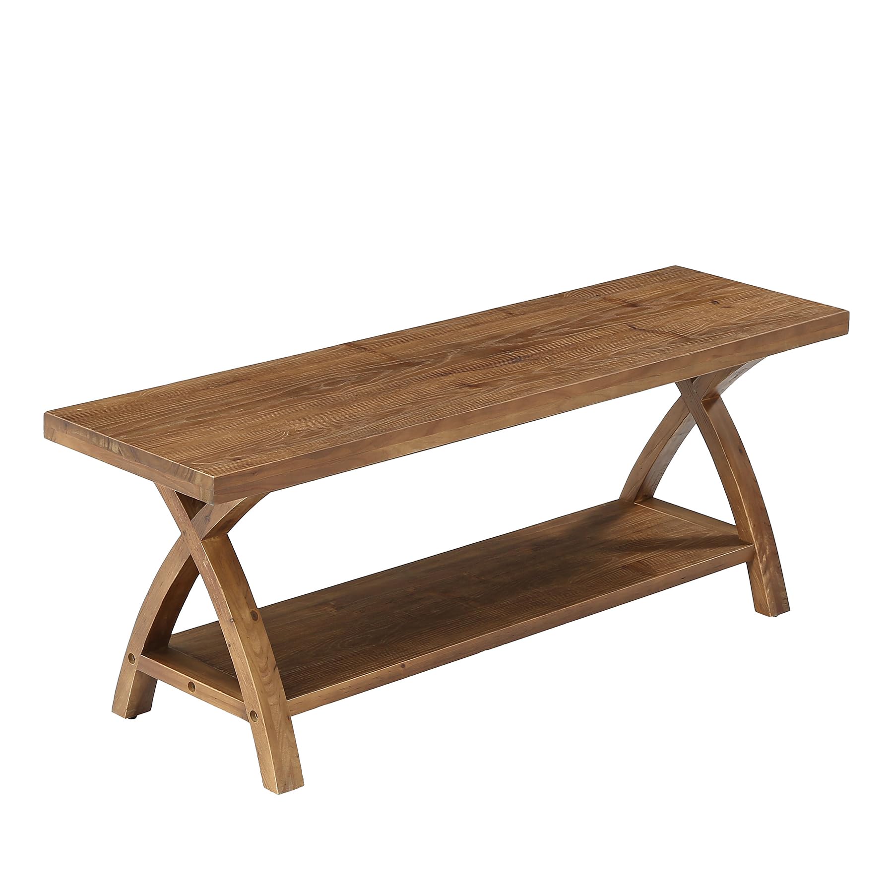 Alt View 4. Tribesigns - 47.24” Solid Wood Entryway Bench with Shoe Storage, 2-Tier Rustic Indoor Bench for Entryway, Bedroom, Foyer, Hallway - Brown.
