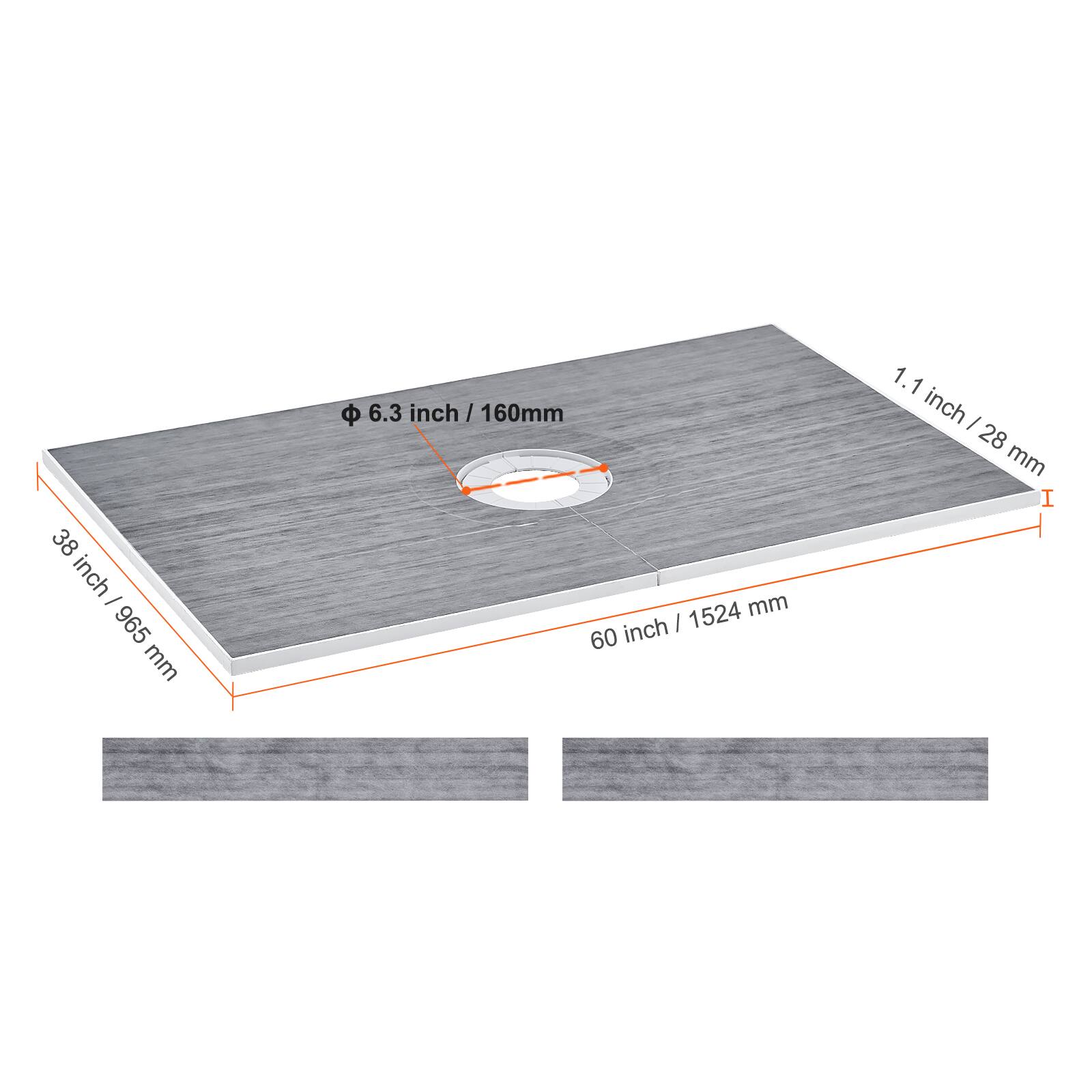 - 38 inch / 965 mm
- 6.3 inch / 160 mm
- 60 inch / 1524 mm
- 1.1 inch / 28 mm