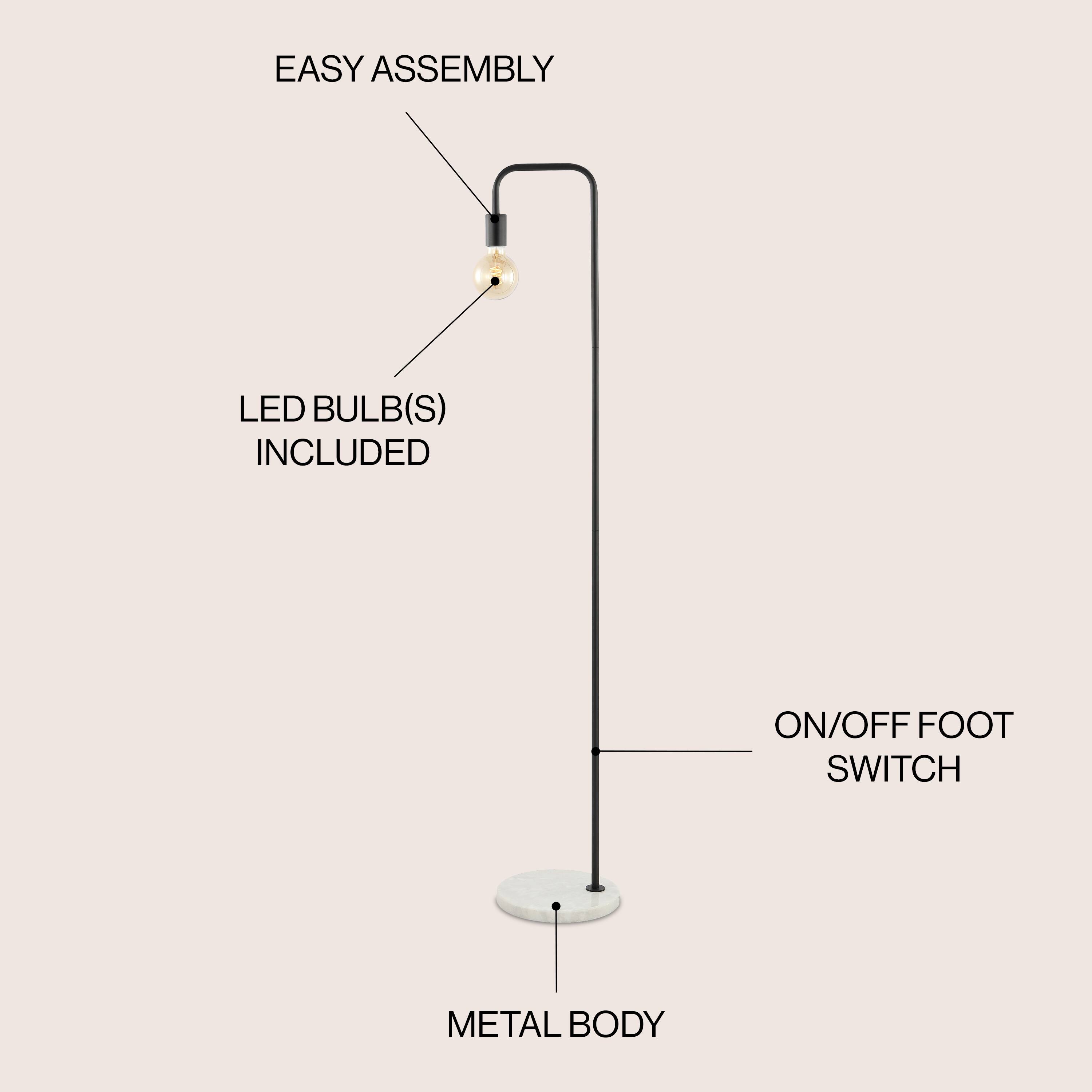 EASY ASSEMBLY  
LED BULB(S) INCLUDED  
ON/OFF FOOT SWITCH  
METAL BODY