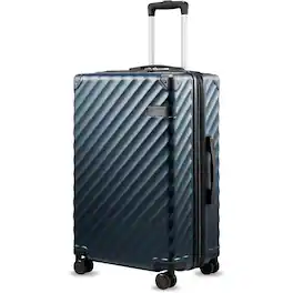 LUGGEX - 24 Inch Medium Checked Luggage Hardside Suitcase with Spinner Wheels and Reinforced Corner Protectors - LX-EX - Navy