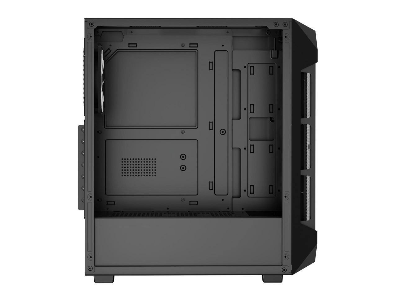 Alt View 4. GAMDIAS - Gamdias AURA GC1 ELITE ATX Mid-Tower PC Case, Airflow Mesh Front, 4 ARGB Fans, Tempered Glass, GPU 340mm / 360mm AIO - Black.