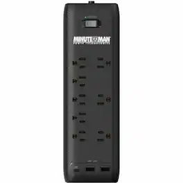 Minuteman Ups - Minuteman MMS-STP8U3 8-Outlets Surge Suppressor/Protector - Computer, Desktop Computer, Printer, Notebook, Router, Home - Black