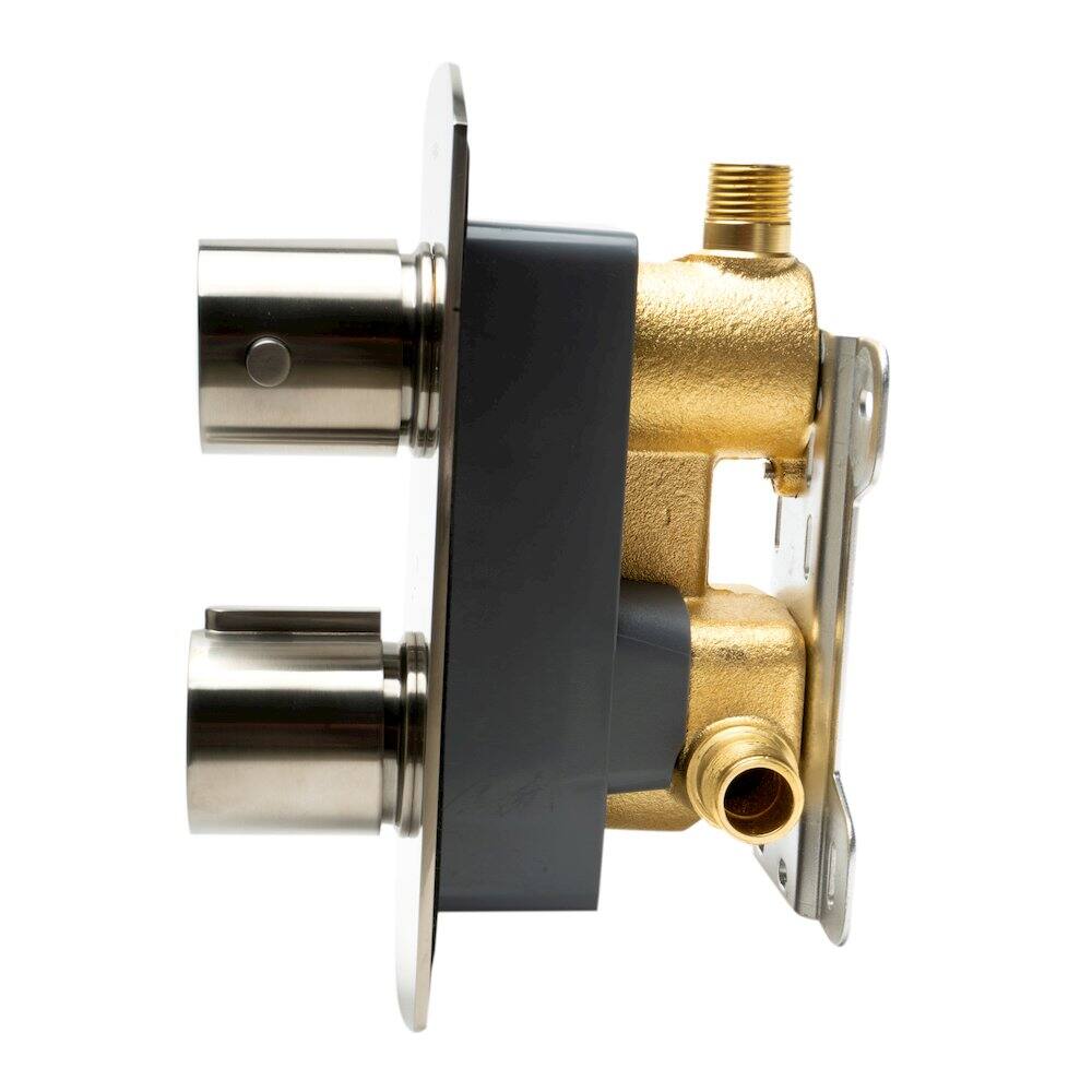 Alt View 1. Alfi - Brushed Nickel Round Knob 1 Way Thermostatic Shower Mixer - Silver.
