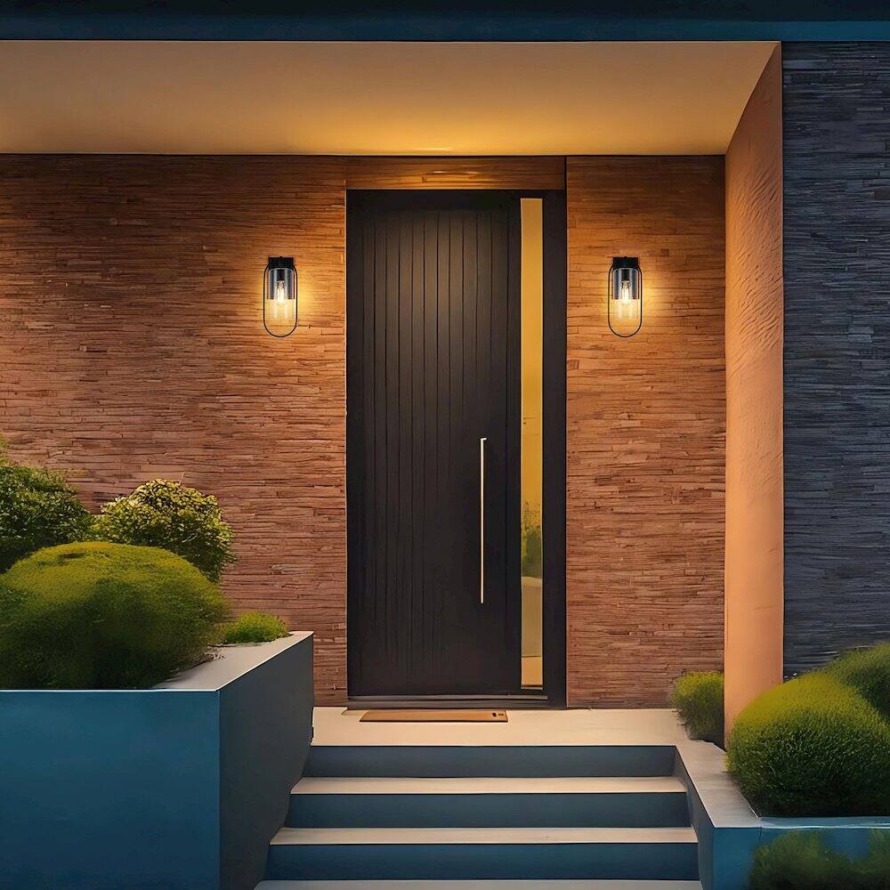 Alt View 4. Elegant Lighting - Jaxson 6 Inch Outdoor Wall Sconce In Black - Black.