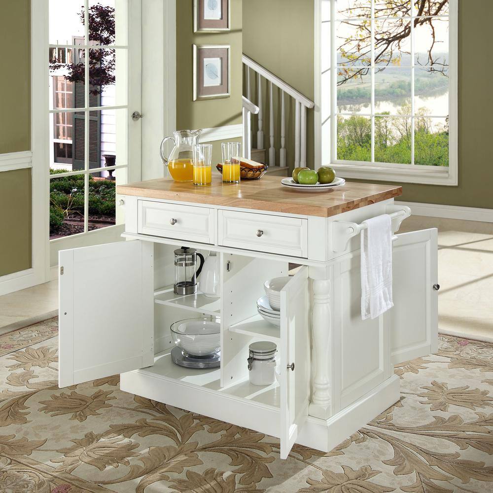 Alt View 2. Crosley Furniture - Oxford Butcher Block Kitchen Island - White.