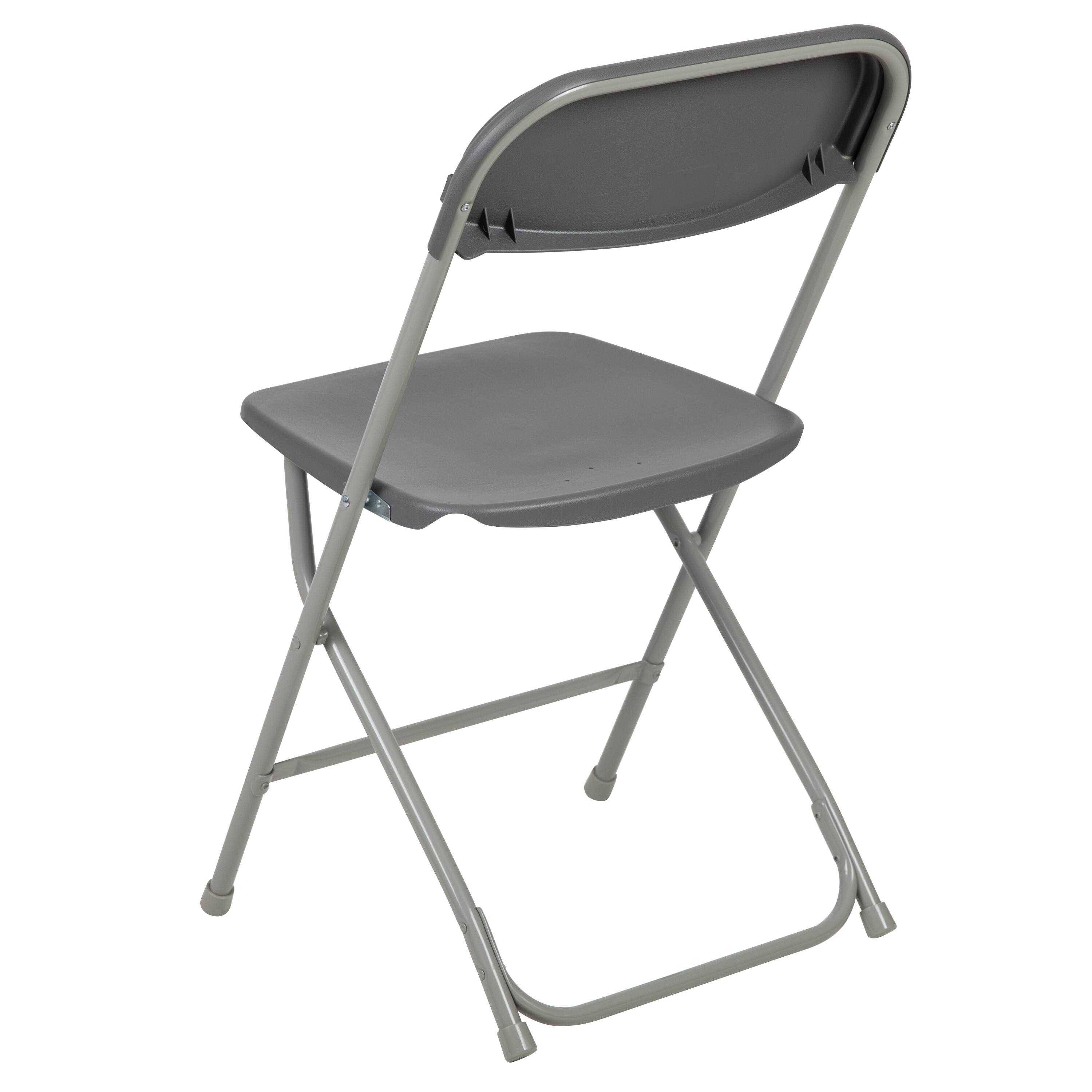 Alt View 8. Emma + Oliver - Plastic Folding Chair - 4 Pack 650LB Weight Capacity - Grey.