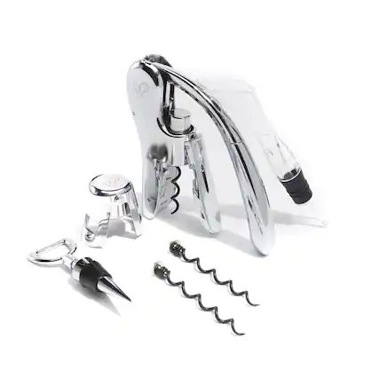Front. Wolfgang Puck - Wolfgang Puck 6-piece Wine Tool Set - Silver.