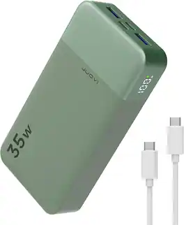 JUOVI - 20000mAh 35W USB-C PD Power Bank with LED Display and 4-Port Fast Charging - Green