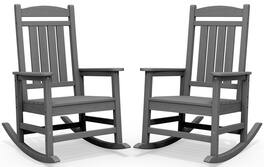 SERWALL - Rocking Chair Outdoor, Oversized HDPE Patio Rocking Chairs,HDPE All-Weather Rocking Chair for Adults - Black