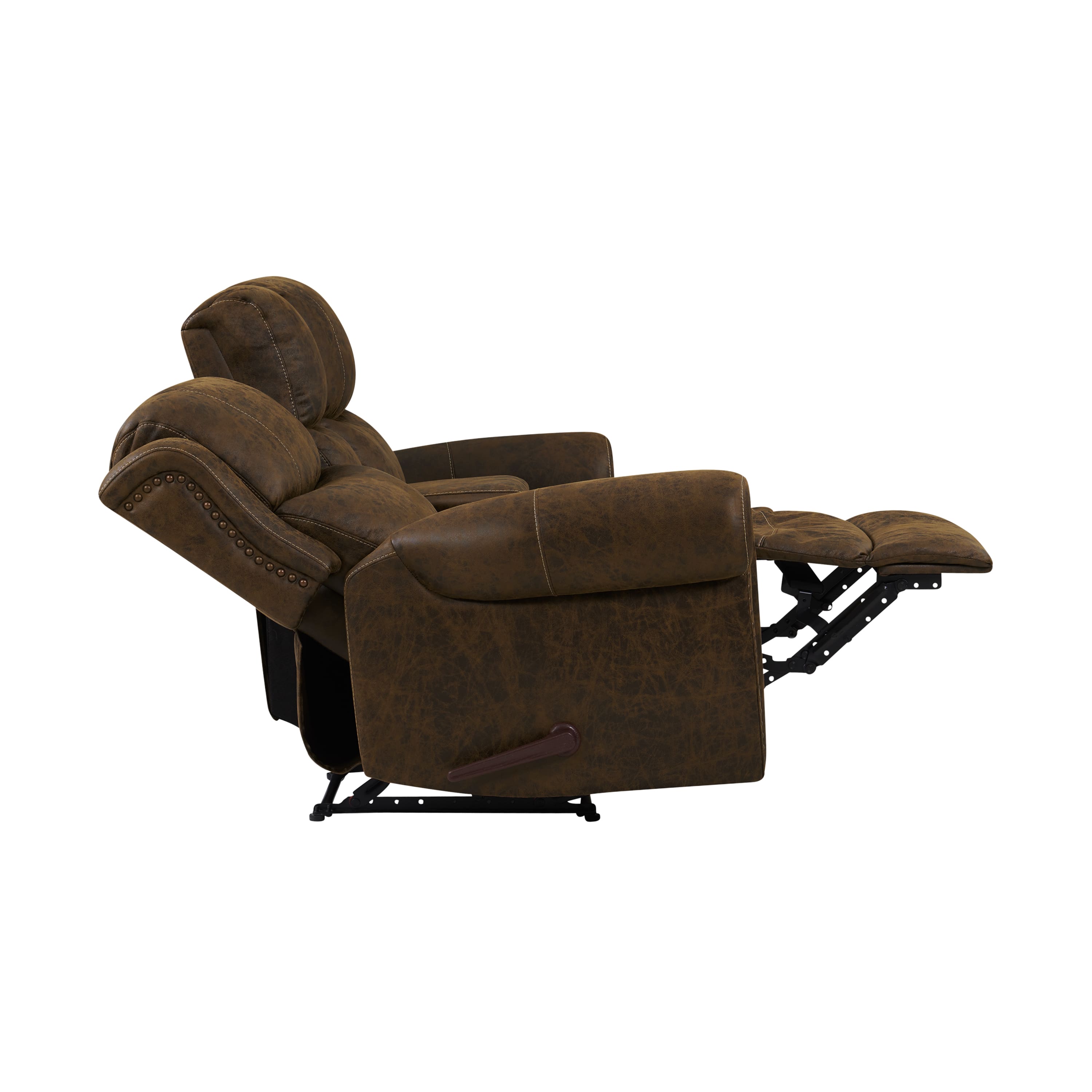 Best Buy ProLounger Di Onna Rolled Arm Distressed Faux Leather 2 Seat Wall Hugger Recliner Loveseat With Power Storage Console Saddle Brown RCL60 NKS89 2SC