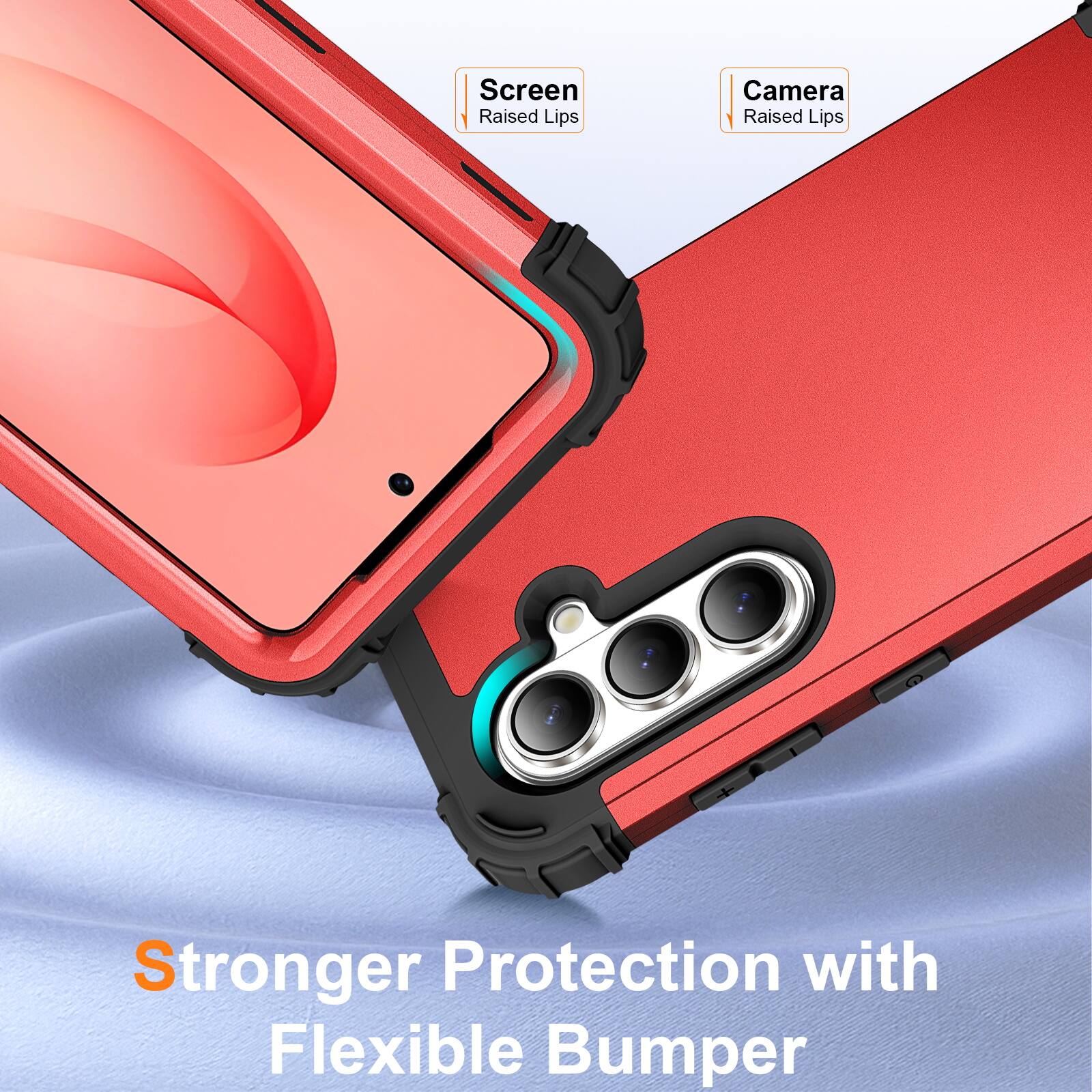Screen Raised Lips  
Camera Raised Lips  
Stronger Protection with Flexible Bumper