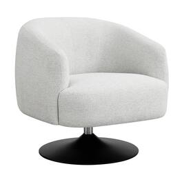 Manhattan Lane - 32 Inch Barrel Foam Accent Chair, Swivel Pedestal Base Boucle Fabric - Beige, Black