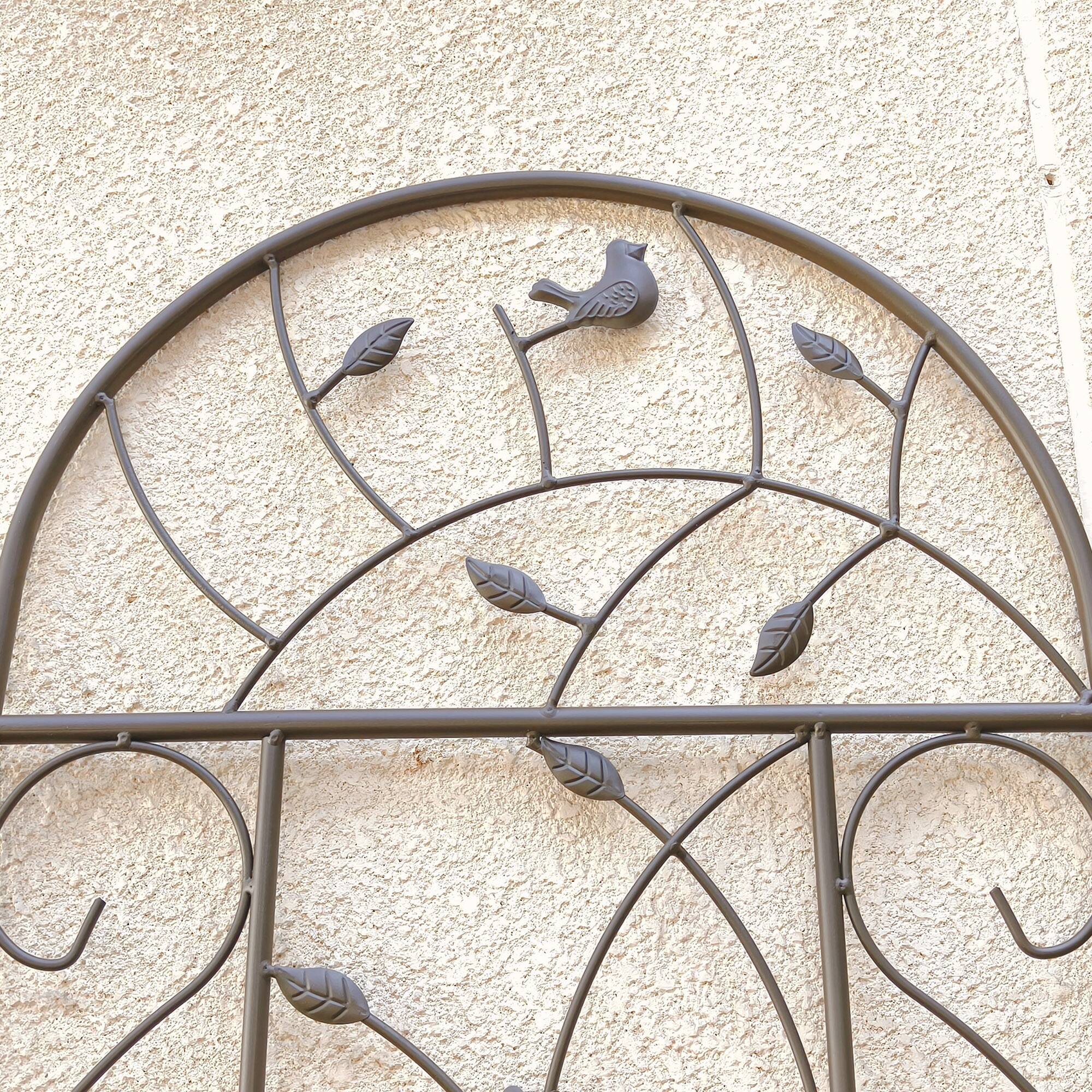 Left. Loheer - Rustproof Metal Garden Trellis Set 7.2 ft x 1.6 ft 2 Pack - Brown.