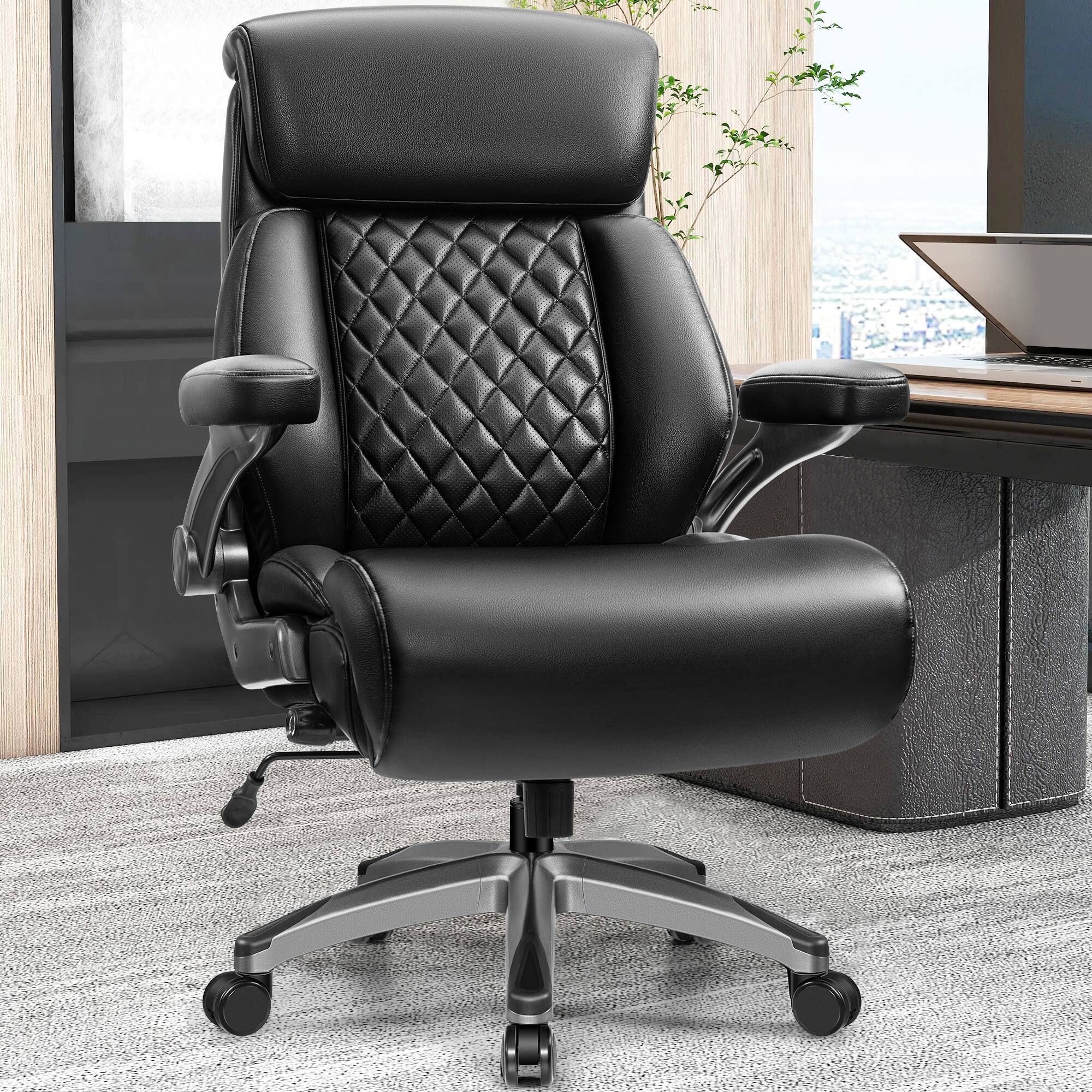 Alt View 4. KERDOM - Heavy Duty Executive Office Chair, Tilt Big Computer Gaming Chair for Large People, Adjustable Headrest & Lumbar Support - Black.