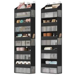 Songmics Home - Over-the-Door Organizer, 5-Tier Door Hanging Storage Shelf, Heavy-Duty Closet Hanging Organizer Foldable, Transparent - Ink Black