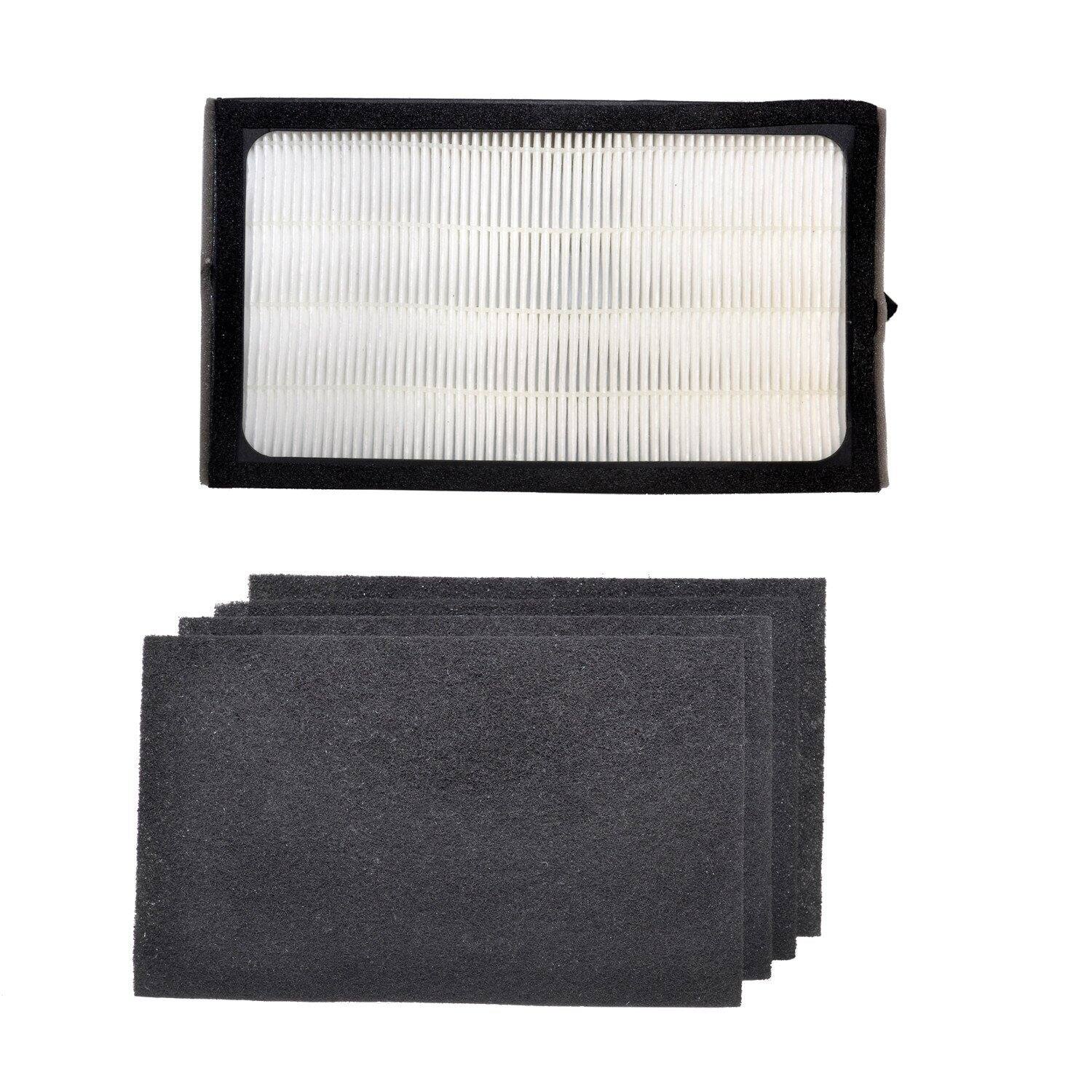 Front. HQRP - Filter E HEPA Combo + 4 Carbon Pre-Filters for GermGuardian AC4100 AC4150 - Replaces FLT4100 FLT11CB4.