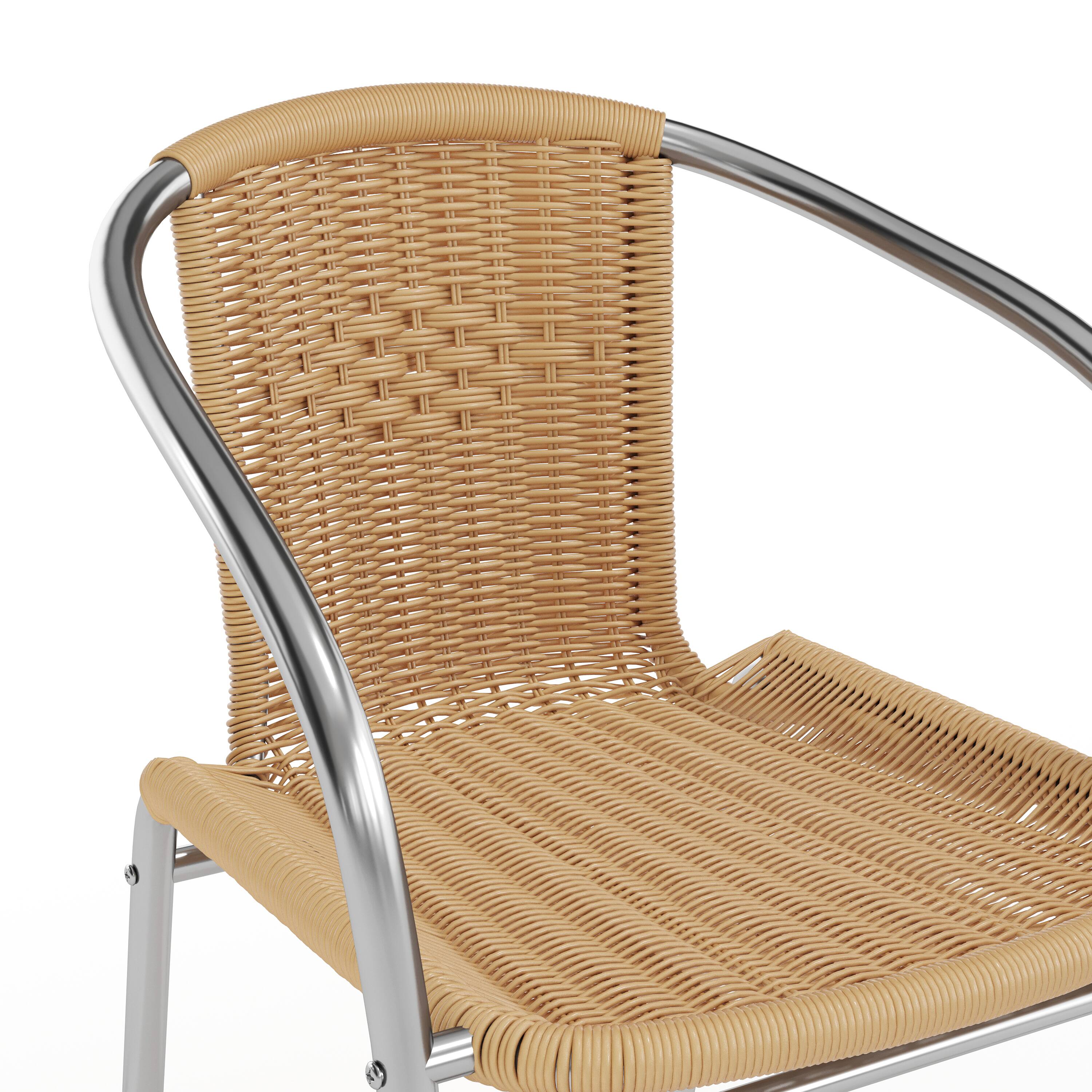 Alt View 10. Emma + Oliver - Commercial Aluminum/Rattan Restaurant Dining Stack Chair - Aluminum and Beige.