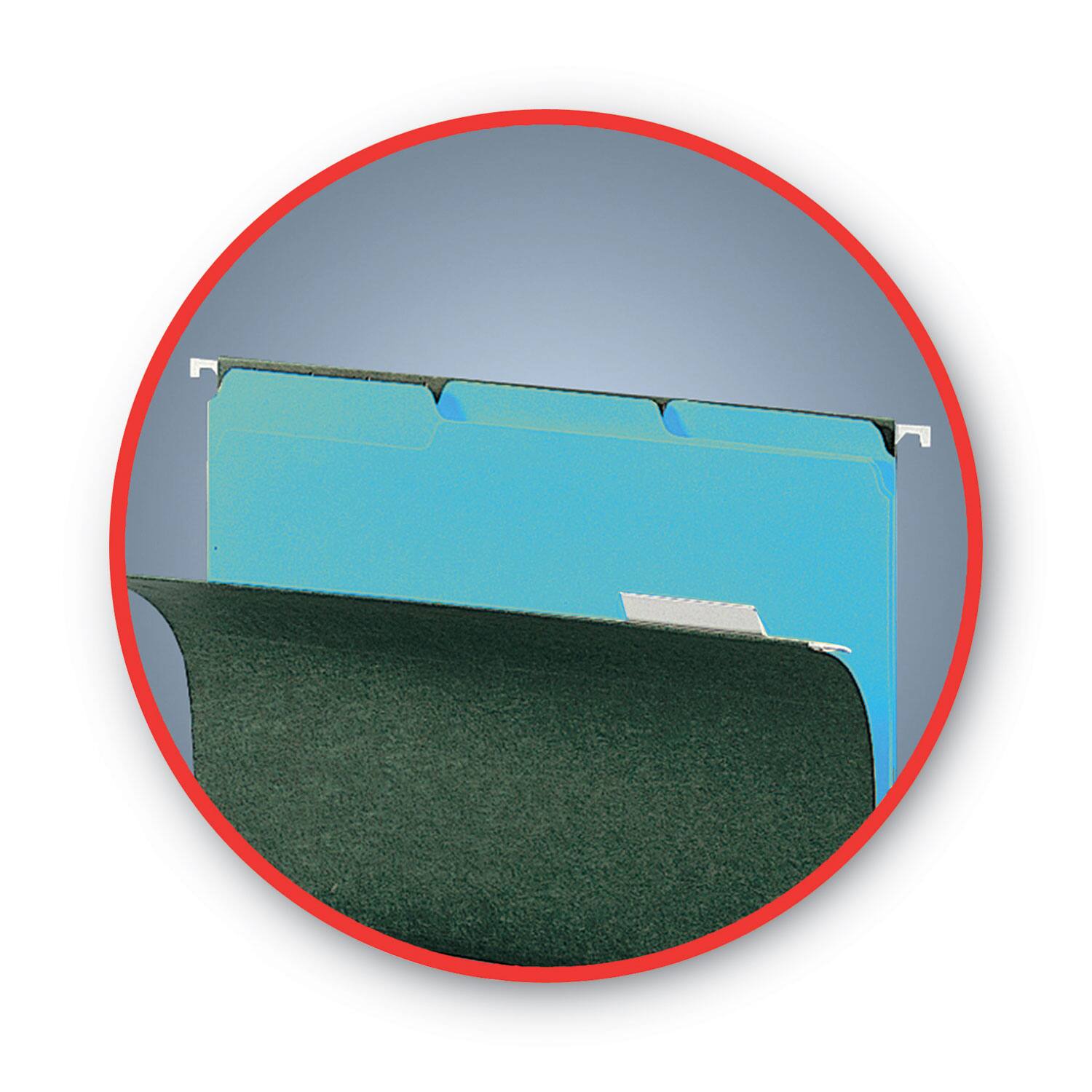 Back. Smead Manufacturing - Interior File Folders, 1/3-Cut Tabs: Assorted, Letter Size, 0.75" Expansion, Aqua, 100/Box.