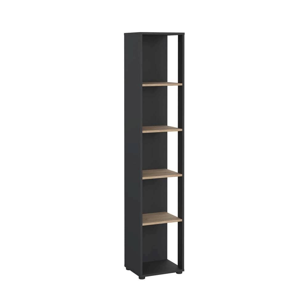 FurniFact - 5-Shelf Bookcase with Fixed Shelves for Living Room or Office - Gray