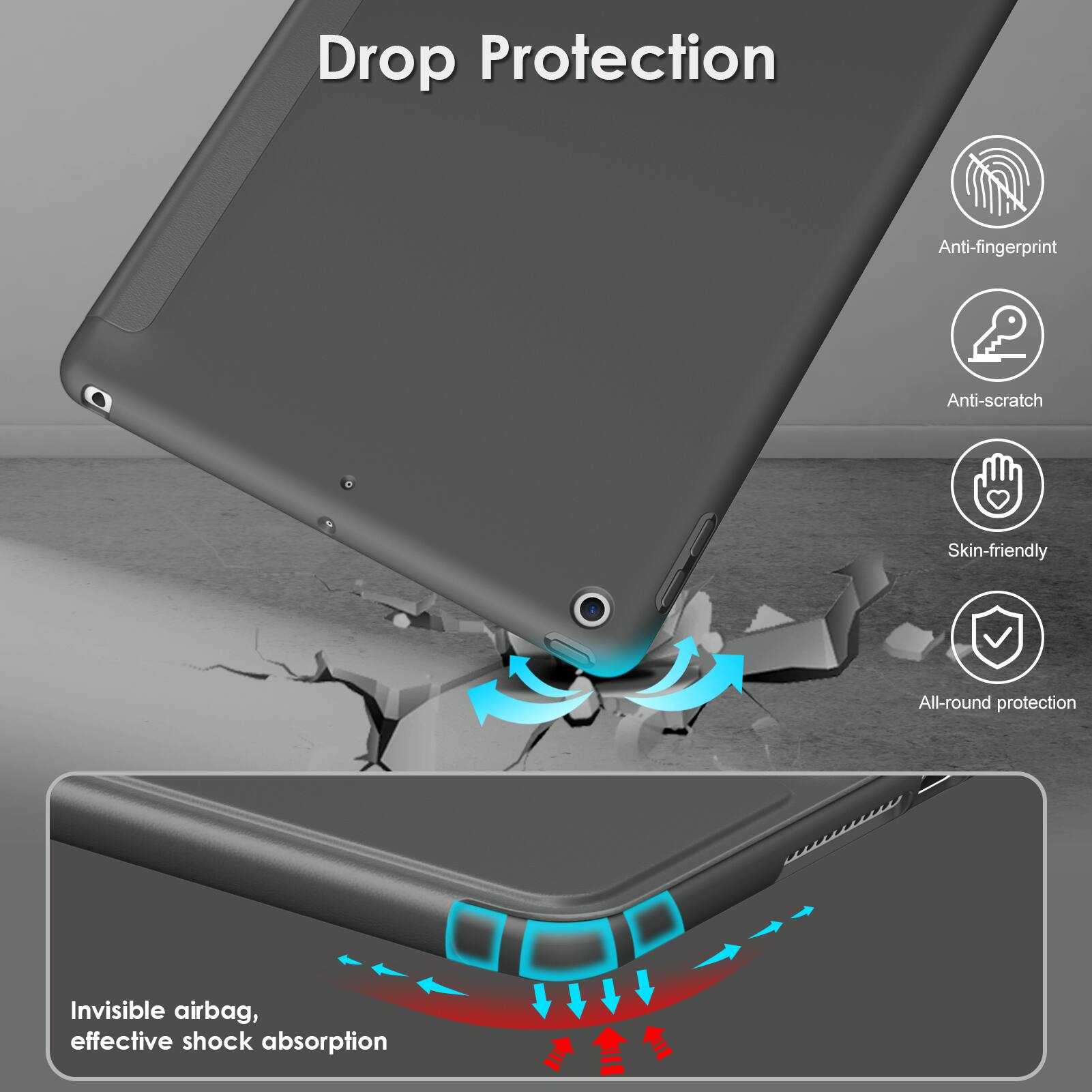 Drop Protection

- Anti-fingerprint
- Anti-scratch
- Skin-friendly
- All-round protection

Invisible airbag, effective shock absorption