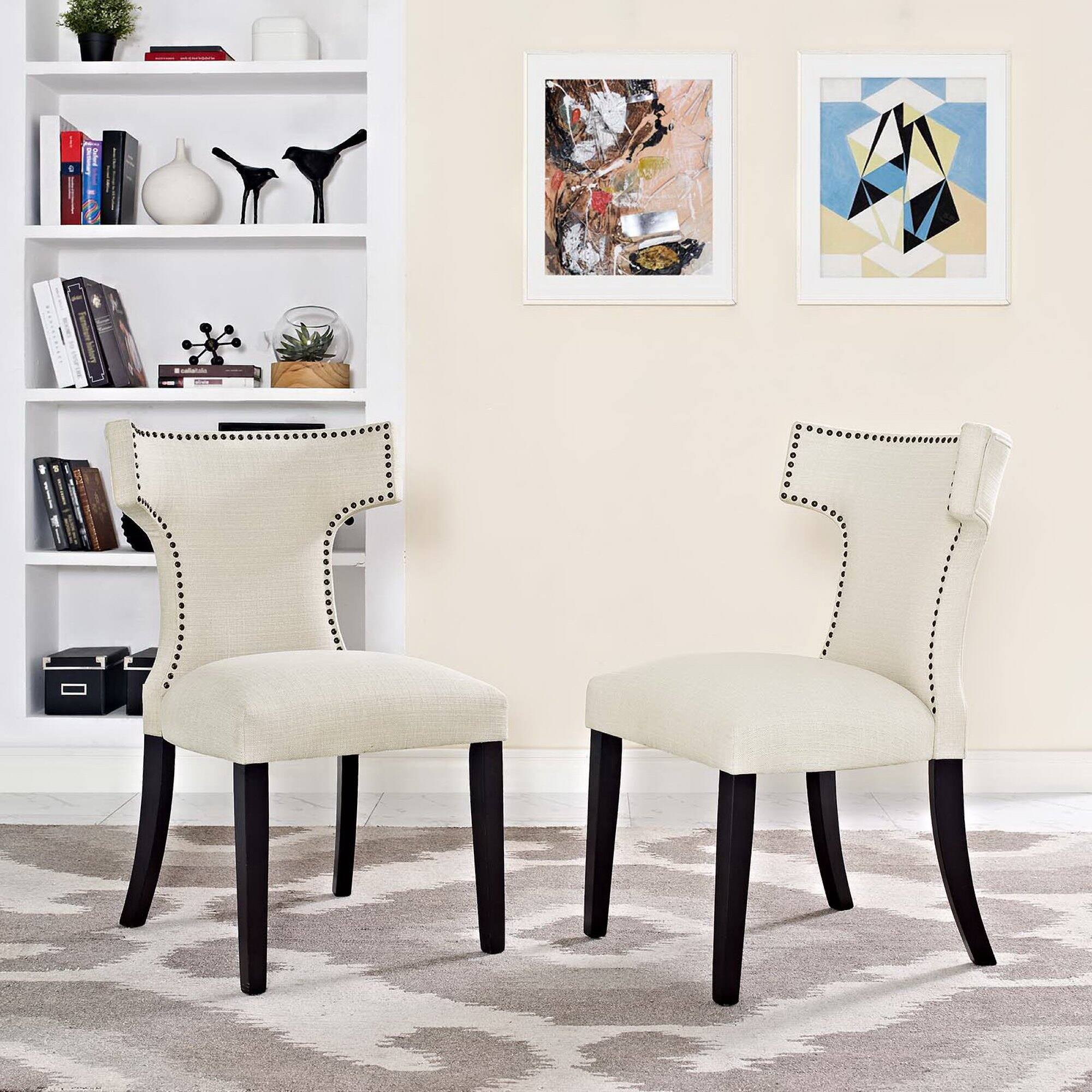 Alt View 1. Modway - Curve Fabric Dining Side Chair Set of 2 by Modway - Brown.
