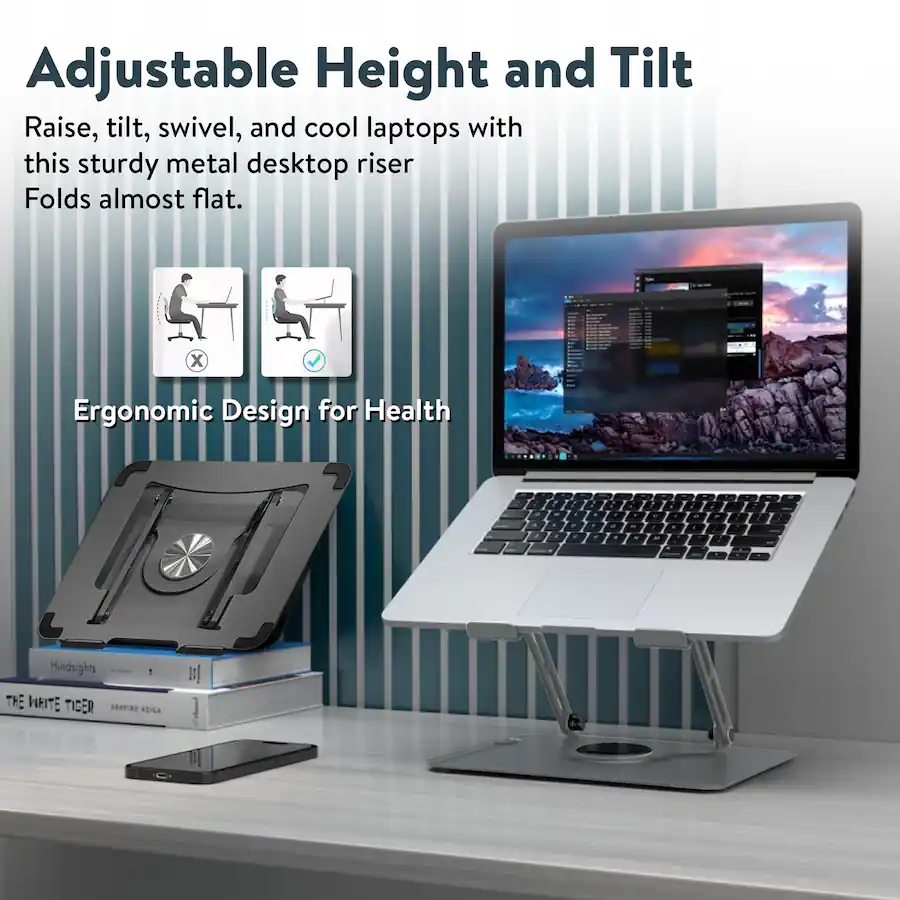 Best Computer Riser Swivel Uncaged Ergonomics Adjustable Swivel Laptop Stand for Desk Space Gray ...
