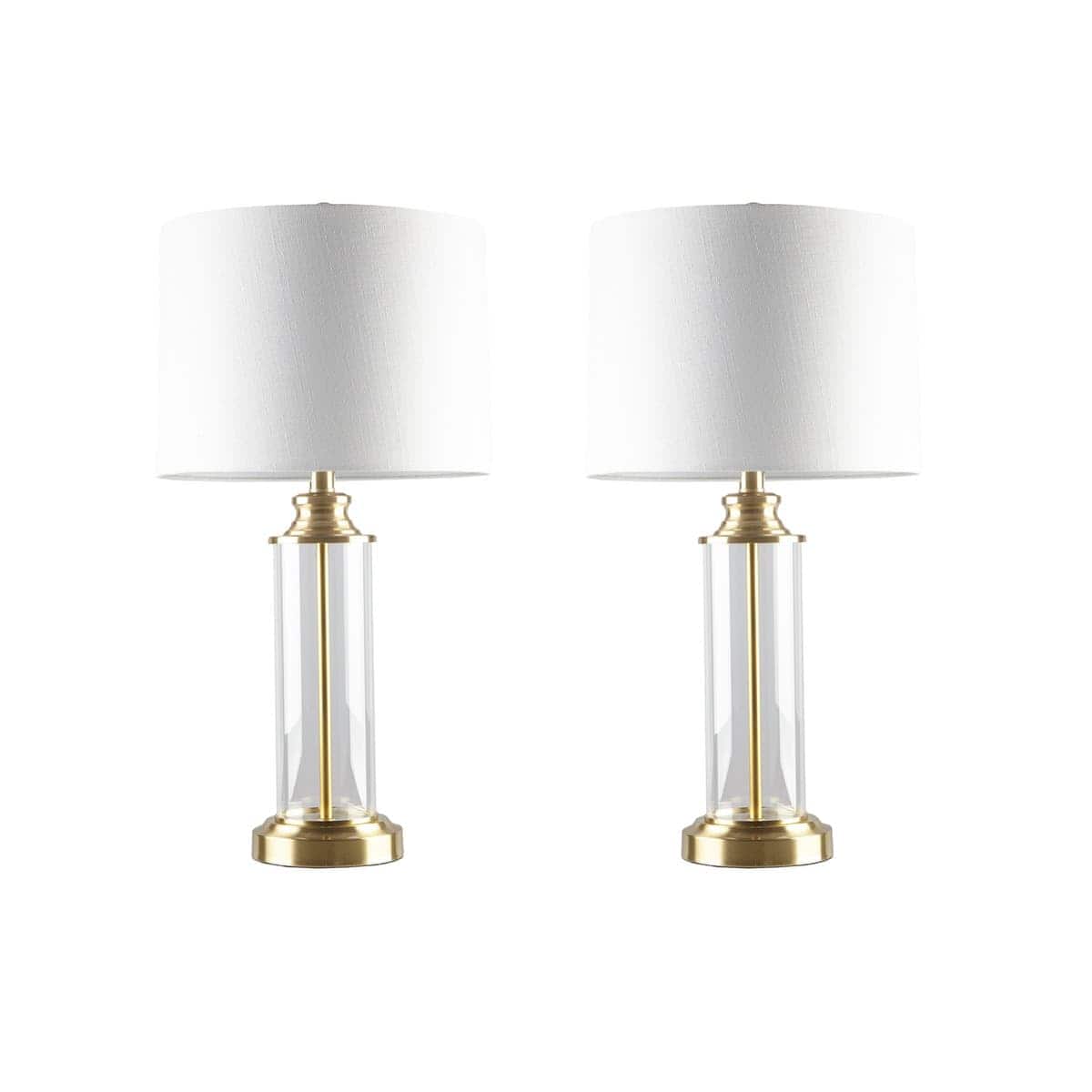 Luckbyte - Clarity Glass Cylinder Table Lamp Set of 2
