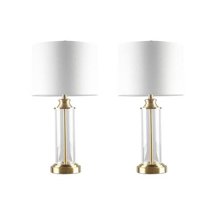 Front. Luckbyte - Clarity Glass Cylinder Table Lamp Set of 2.