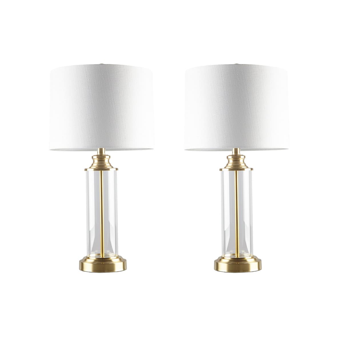Front. Luckbyte - Clarity Glass Cylinder Table Lamp Set of 2.