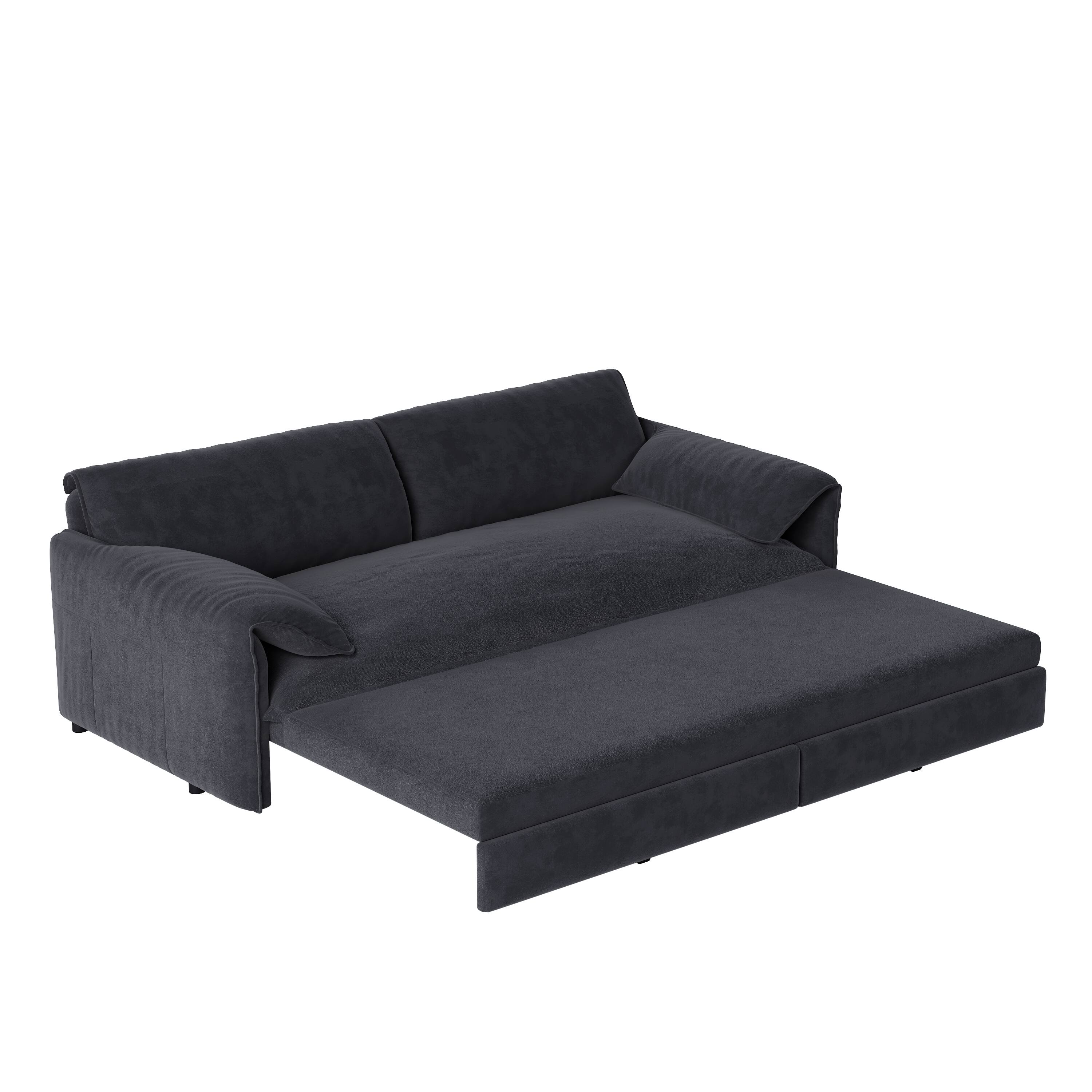 Alt View 8. Tiramisubest - Queen Pull Out Sofa Bed,3-in-1 Convertible Sleeper Sofa with Side Storage,Velvet Loveseat for Living Room,Office,Gray - Grey.