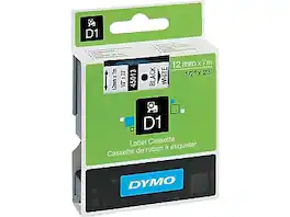 DYMO - D1 Standard 45013 Label Maker Tape, 1/2" x 23', (45013) - Black On White