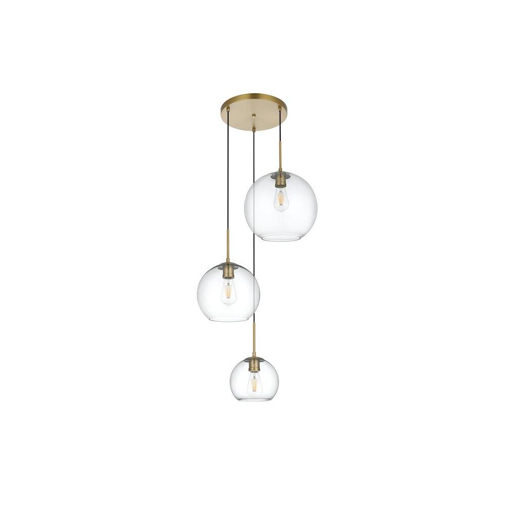 Angle. Living District - Baxter 21 Inch Pendant Clear Shade in Satin Gold - Satin Gold And Clear.