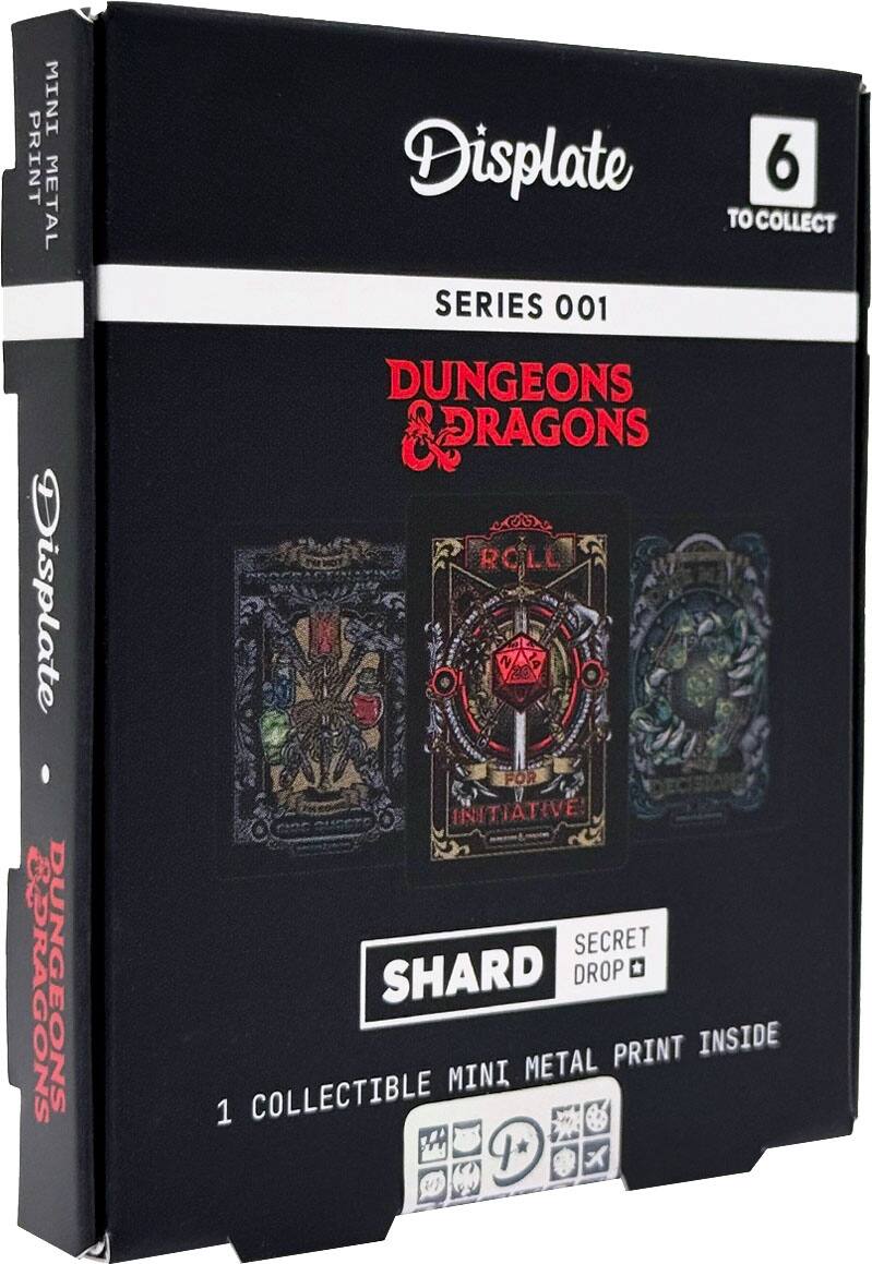 MINI PRINT METAL  
Displate & DUNGEONS & DRAGONS  
Displate 6 TO COLLECT  
SERIES 001  
DUNGEONS & DRAGONS  
ROLL FOR INITIATIVE: SECRET SHARD DROP  
1 COLLECTIBLE MINI METAL PRINT INSIDE