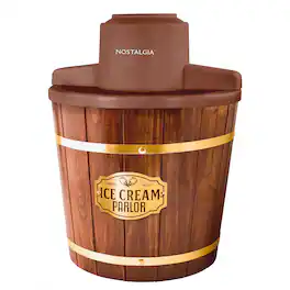 Nostalgia - 4-qt. Wood Bucket Ice Cream Maker - Dark Brown