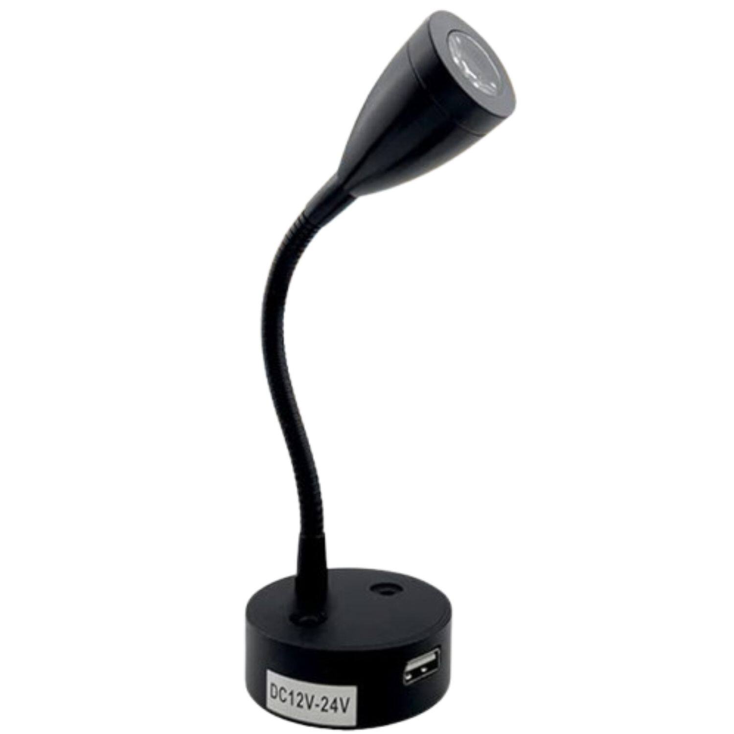 Front. Stock Preferred - Black LED Touch Reading Light with USB - Black.