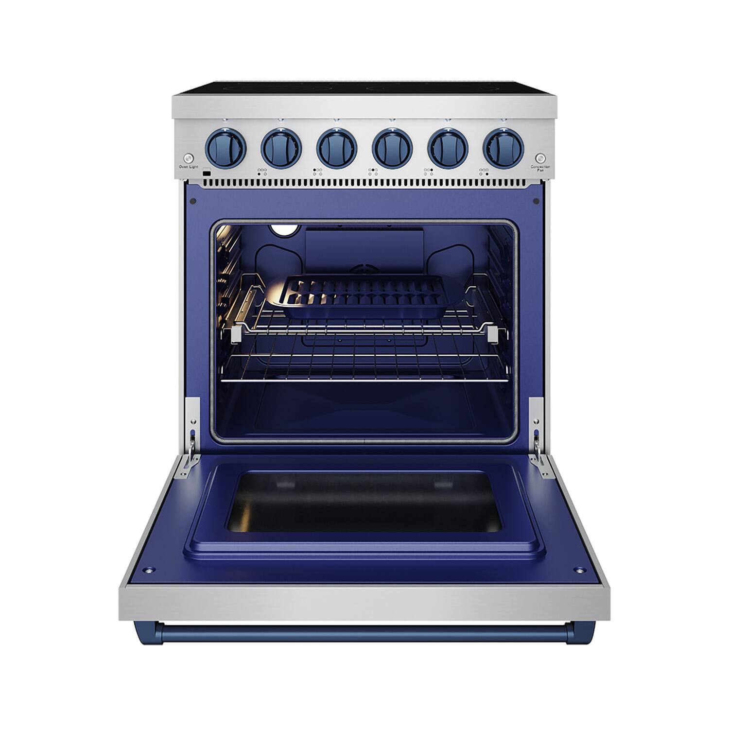 Alt View 1. Thor Kitchen - Gordon Ramsay Series by Thor Kitchen 4.55 Cu. Ft Freestanding Electric Range with Navy Blue Hardware - Stainless steel.