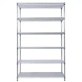 Boyel Living - 6 Tier Metal Shelf Wire Shelving Heavy Duty Adjustable Storage Rack with Wheels Shelf Liners 84H x 48L x 20D - Chrome