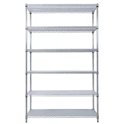 Front. Boyel Living - 6 Tier Metal Shelf Wire Shelving Heavy Duty Adjustable Storage Rack with Wheels Shelf Liners 84H x 48L x 20D - Chrome.