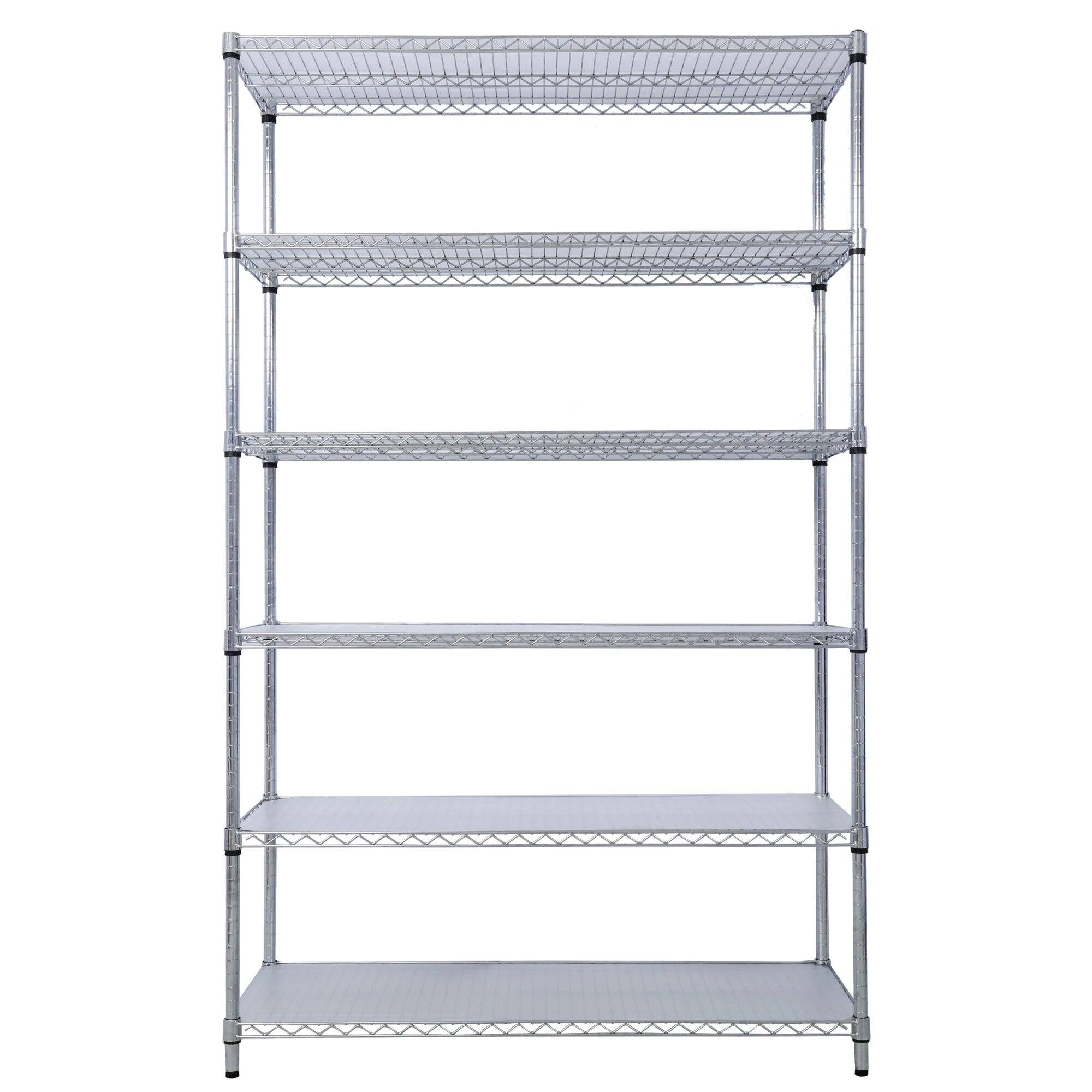 Front. Boyel Living - 6 Tier Metal Shelf Wire Shelving Heavy Duty Adjustable Storage Rack with Wheels Shelf Liners 84H x 48L x 20D - Chrome.