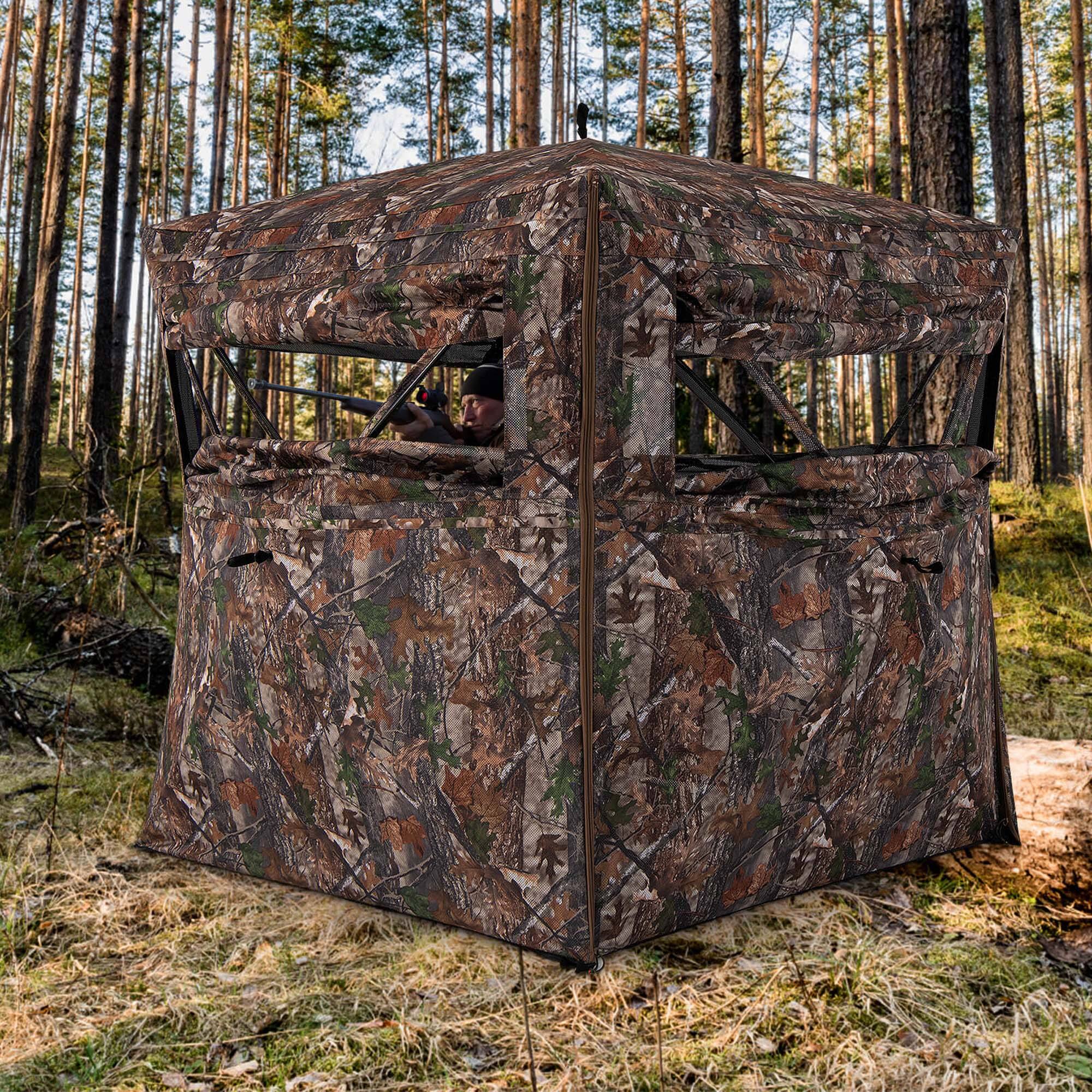 Alt View 1. Costway - Costway 360 Degree One-Way See-Through Hunting Blind with Full-Open Door Carrying Bag - Camouflage.