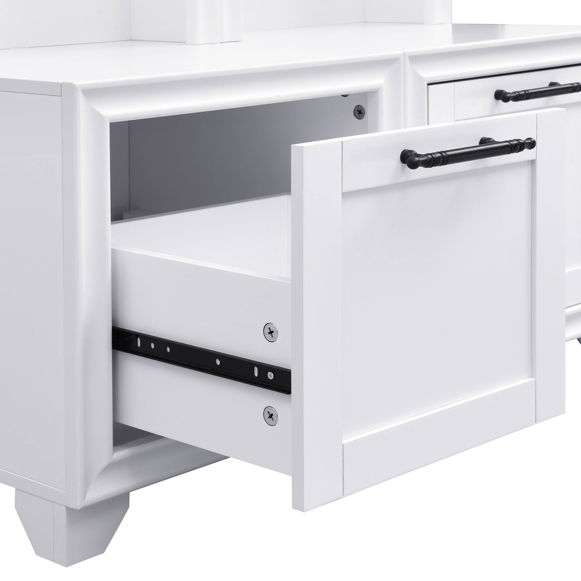 Alt View 8. GOODSILO - Elegant Free Standing Hall Tree Set of 2, Multifunctional Entryway Coat Rack with Seating Bench and Storage Drawers - White.