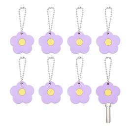 Unique Bargains - 8pcs Key Covers Caps, PVC Flower Key Identifiers Markers for 1.18" Flat Keys Office Apartment - Purple
