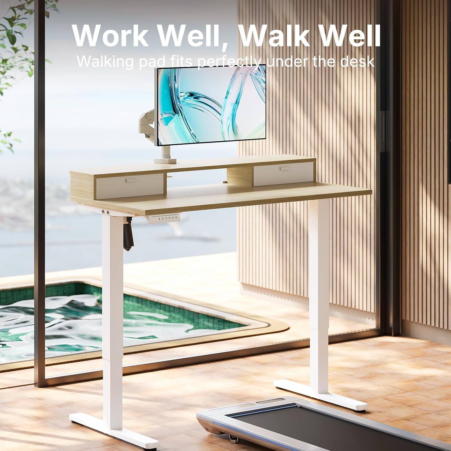 Work Well, Walk Well  
Walking pad fits perfectly under the desk