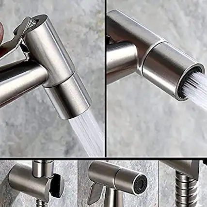 Front. WasserKing - Handheld Stainless Steel Bidet Sprayer - Black, Stainless Steel, Rose Gold.