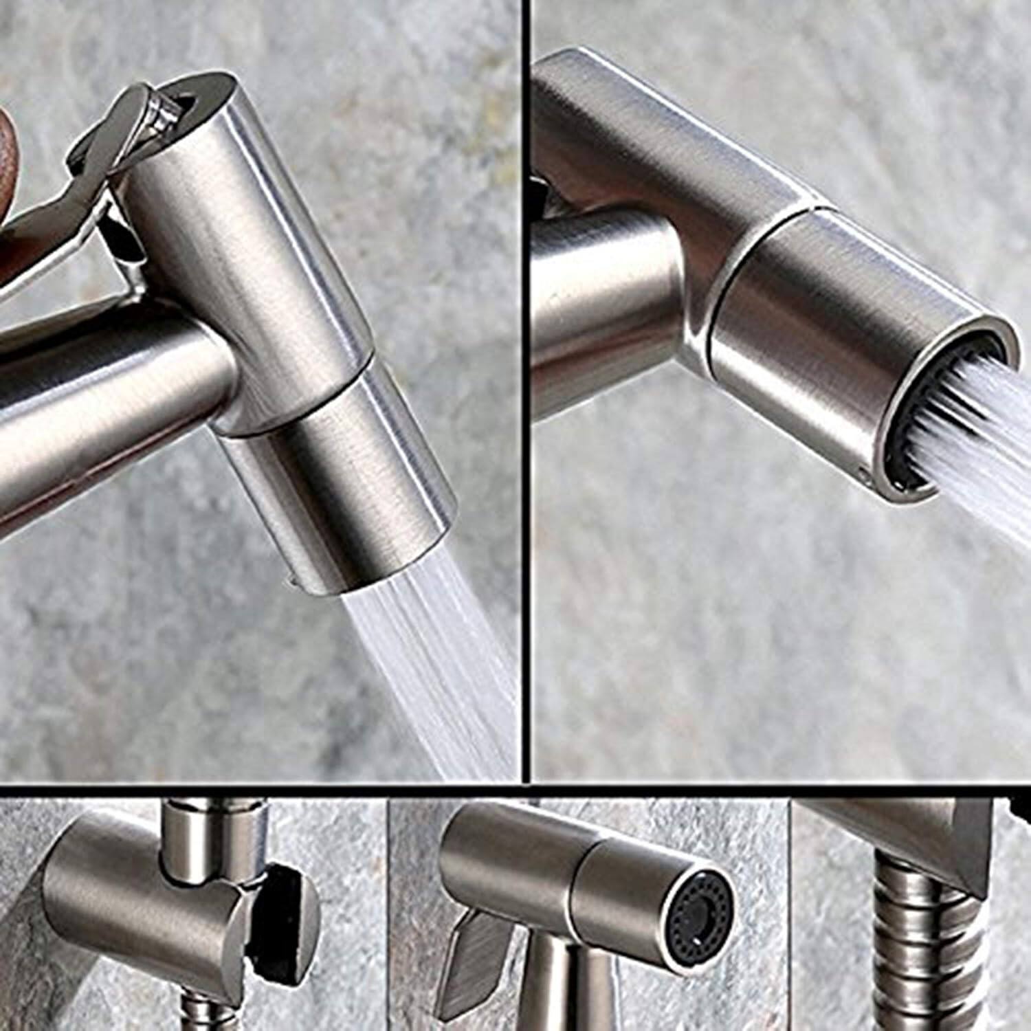 Front. WasserKing - Handheld Stainless Steel Bidet Sprayer - Black, Stainless Steel, Rose Gold.